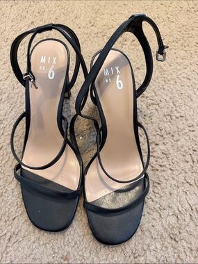 Mix No. 6 Black Minimalist Strappy Heels